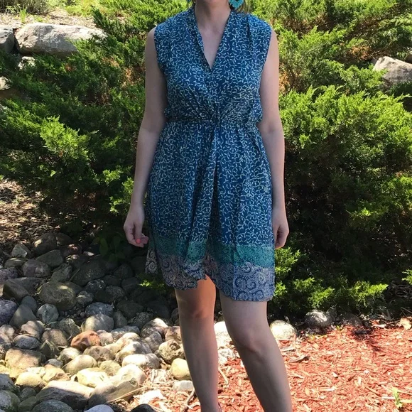 Natalie Martin Dresses | Natalie Martin Nico Short Dress Sleeveless Azure Ocean White | Color: Blue/Green | Size: Xs | Kgraham84's Closet